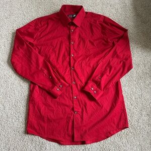 JF J. Ferrar Men’s Large Red Button-Up Shirt